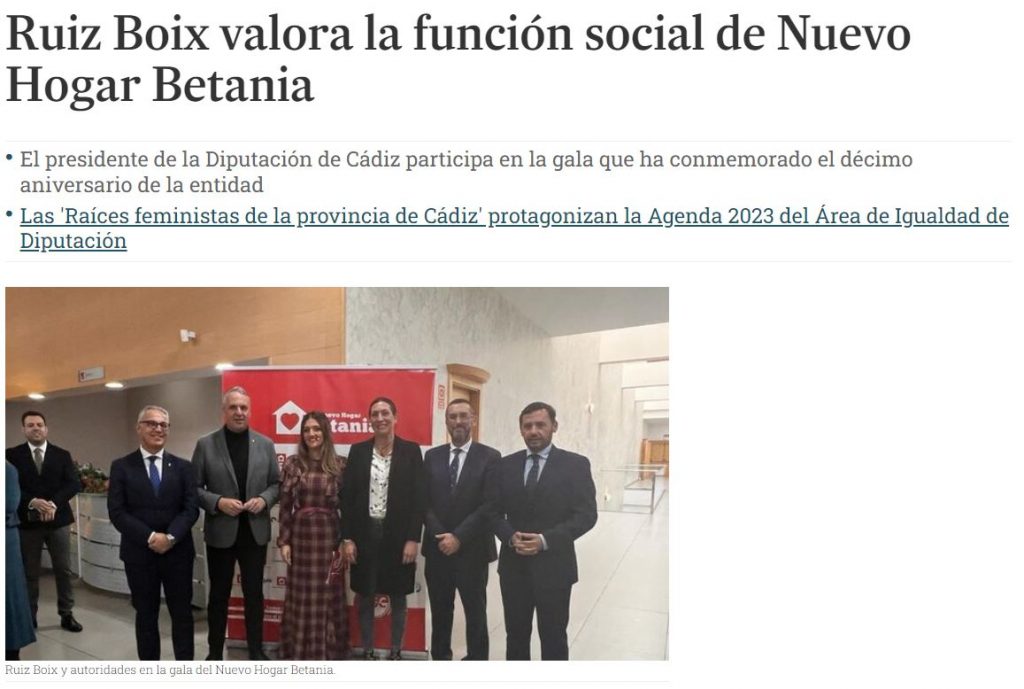 Nuevo Hogar Betania en Diario de Cádiz