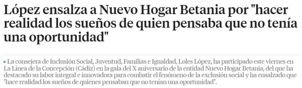 Nuevo Hogar Betania en La Vanguardia